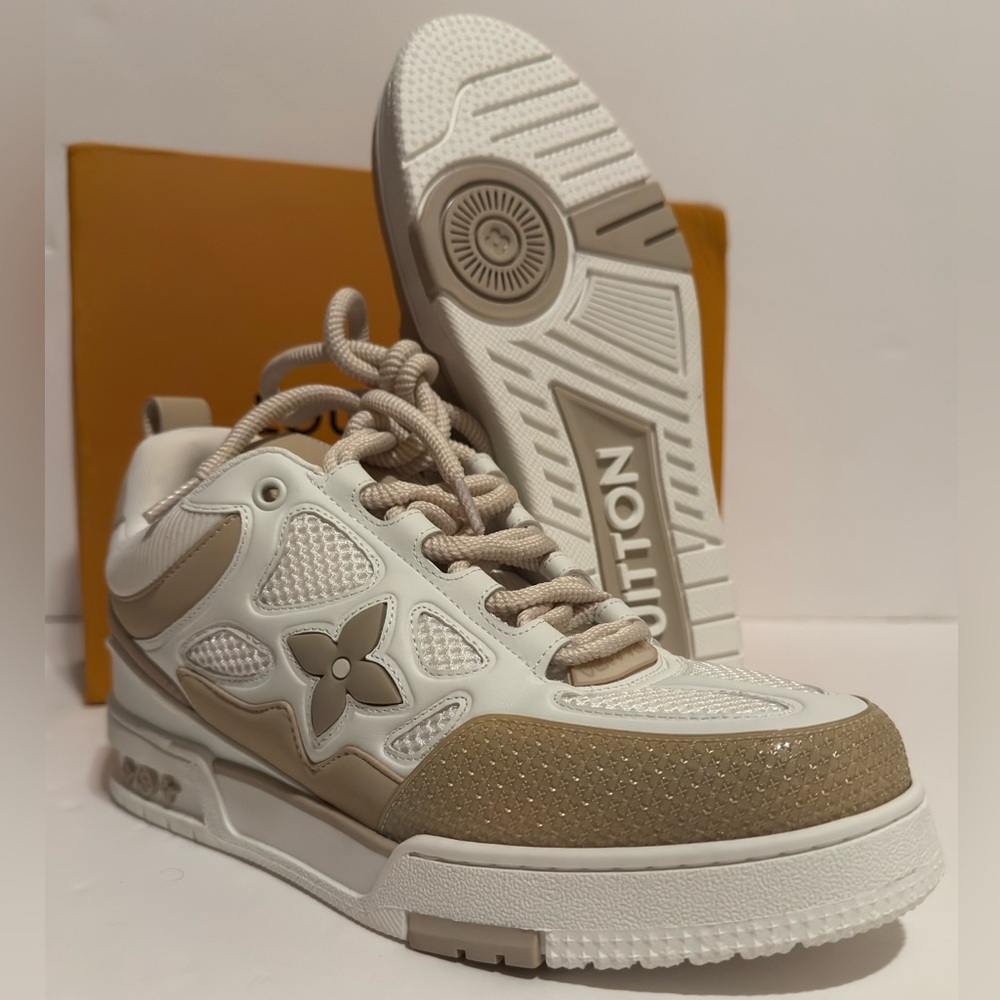 Louis Vuitton Beige and White Skater Sneakers